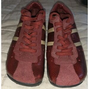 Y2k DIESEL Women's Evelyn Burgundy Leather Sneakers US 6 EUC 90s 2000s